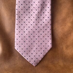 DKNY 100% Silk Tie Made in USA Pink & Pastel Polka Dot EUC 59" Long